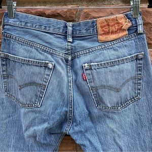 Levis 501XX Jeans Mens 31x30 Blue Denim Cotton Straight Button Fly Distressed